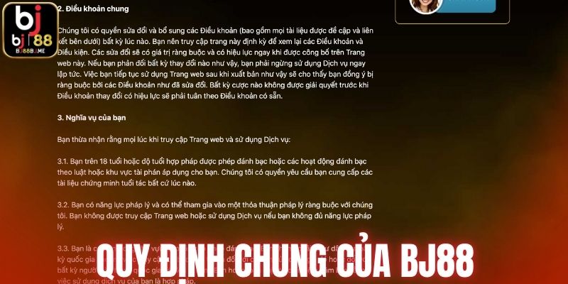 Quy định chung áp dụng trên toàn hệ thống BJ88
